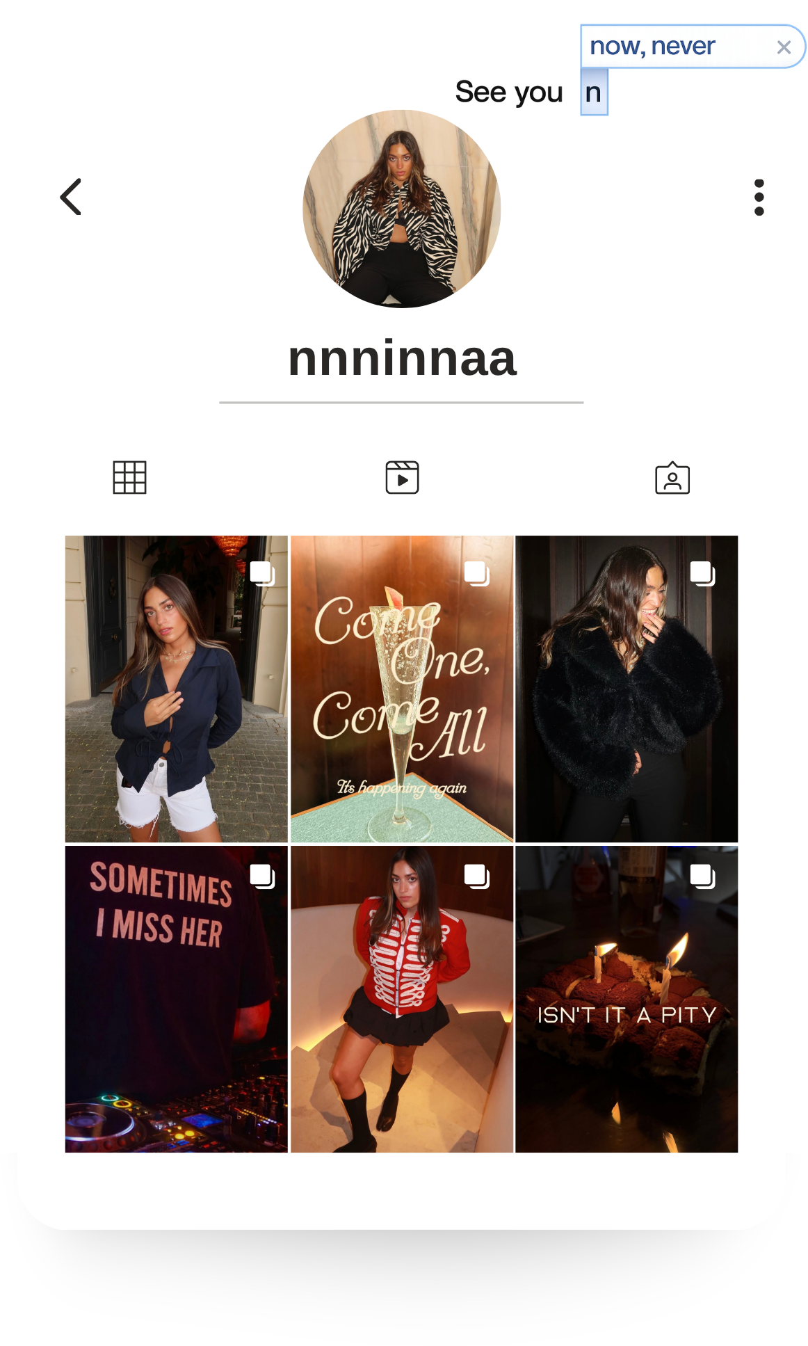 Nina’s Instagram profile, @nnninnaa